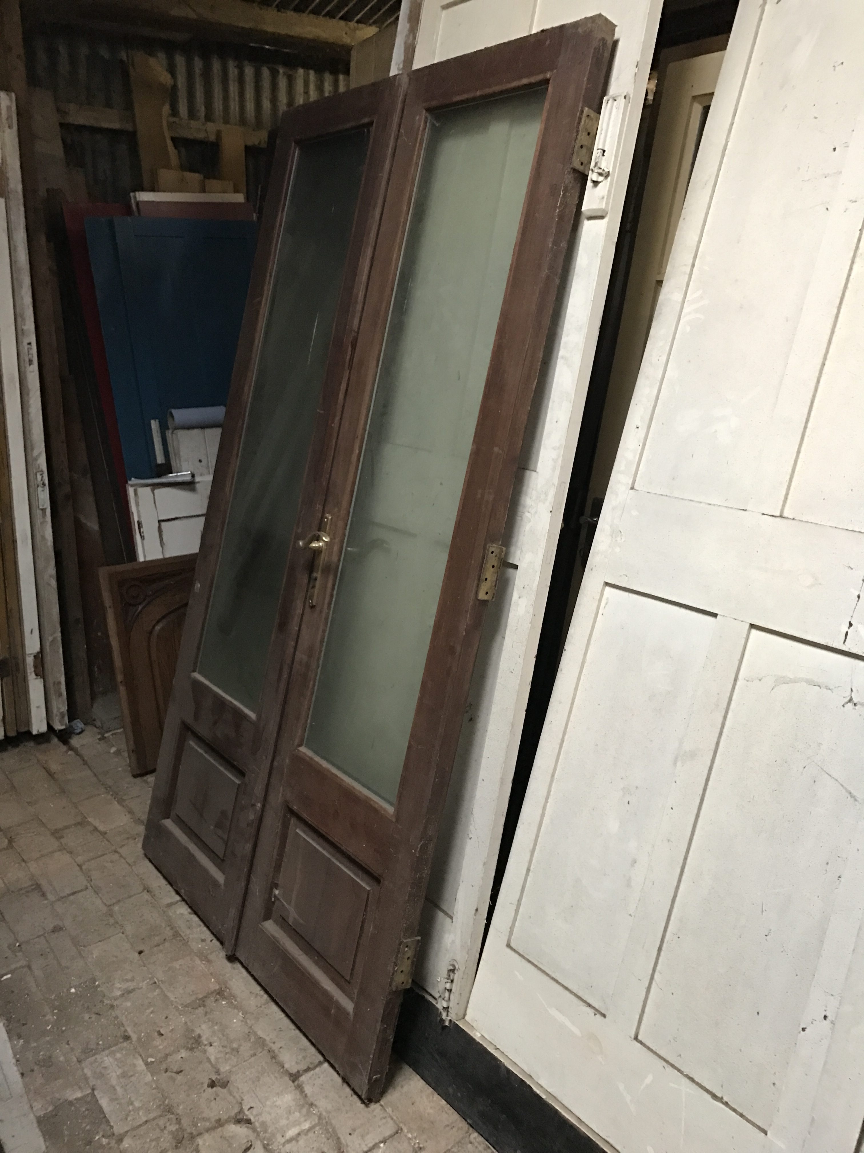 Pair of hardwood 3/4 glazed doors